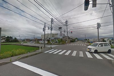 左側の田んぼがある場所に駅がありました