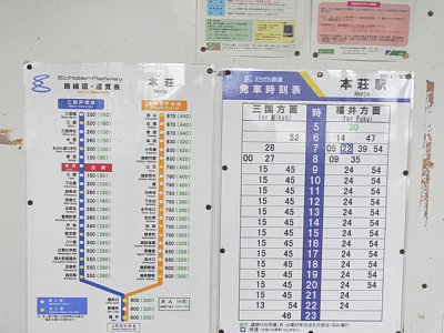 運賃表と時刻表