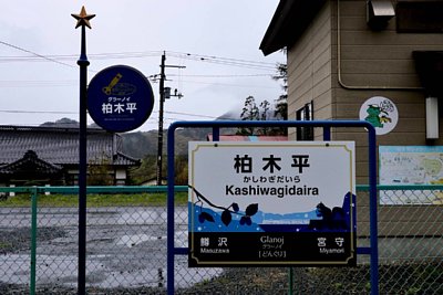 駅舎と駅名標