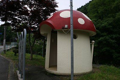 道路のそばにあるトイレ