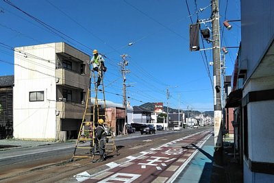 架線点検中