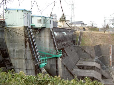 ラジアルゲートと堤体